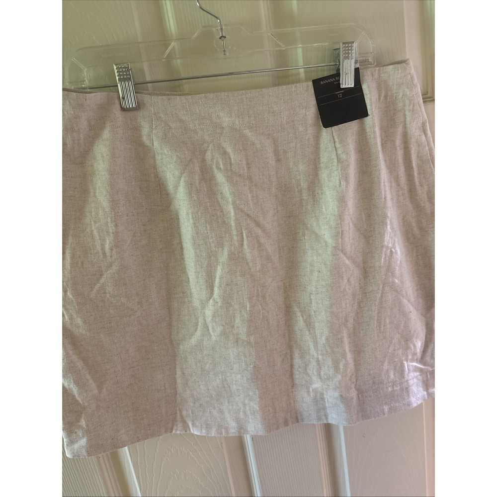 NEW Banana Republic Utility Cargo Mini Skirt Linen Blend Button Front Size 12 - Picture 3 of 8